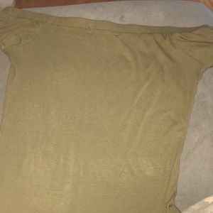 Off the shoulder green shirt